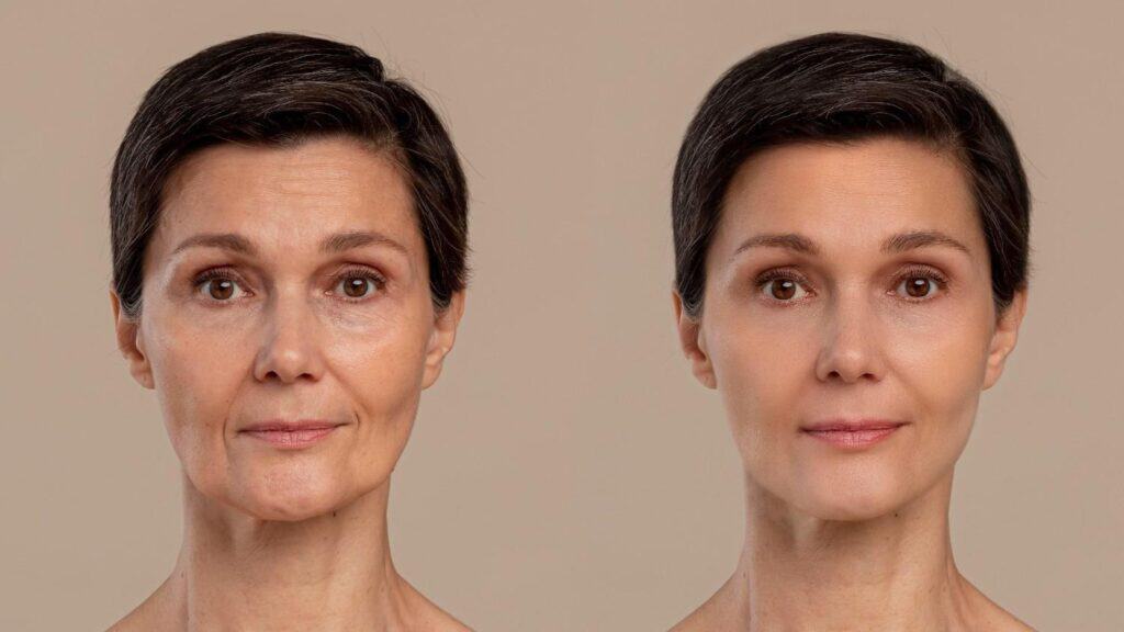Before and after dental implant results showing improved smile and dental health.