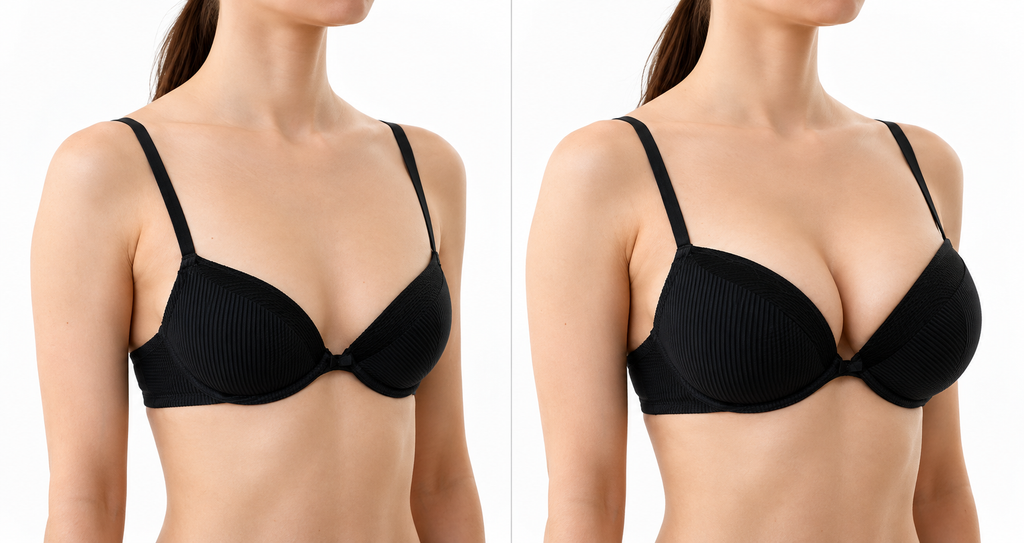 Comparison of breast implant placement: under and over the muscle.