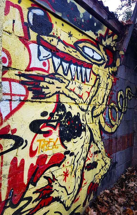 Cartoon style street art in Stokes Croft