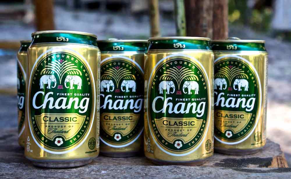 5 cans of Chang beer. Thailands official beer. 