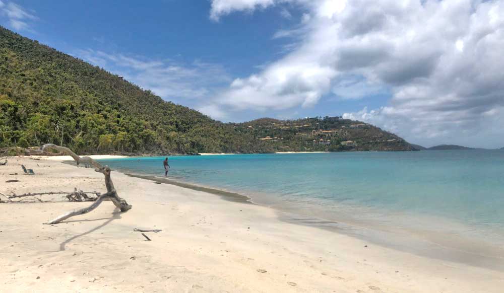 33 Best Hidden Coves and Secluded Beaches Around the World 10 Cinnamon Bay located at US Virgin Islands showcases its calm sea with high forest trees mountains on the side
