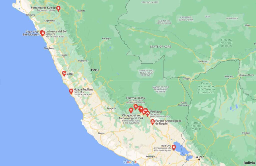Map of ruin in Peru
