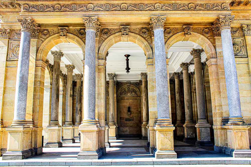 Columned building of a natural spa in Karlov Vary