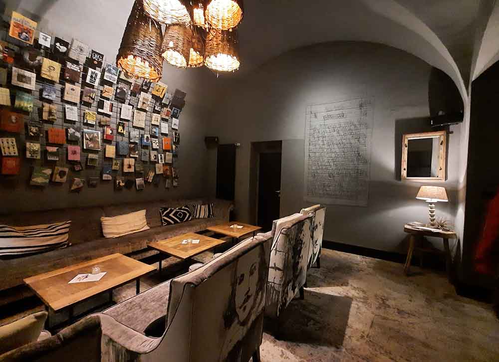 Inside the cocktail bar which was decortated with vintge furniture and old books displayed on the wall. 