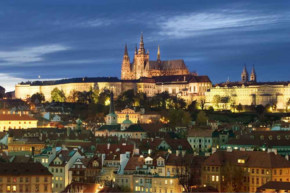 Prague castle at night time 