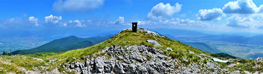 At the peak of Pljesevica offers a view of Bosnia and Herzegovina (left) and Croatia (right)