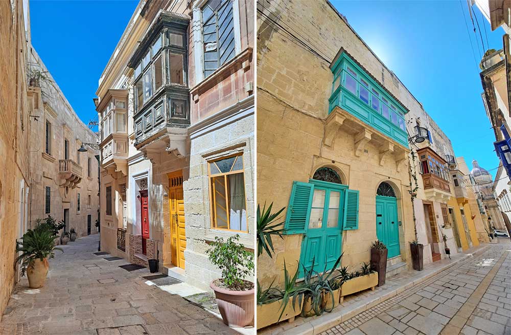 Houses in Birgu showcase earthy tone-colored walls with vibrant and colorful windows and doors