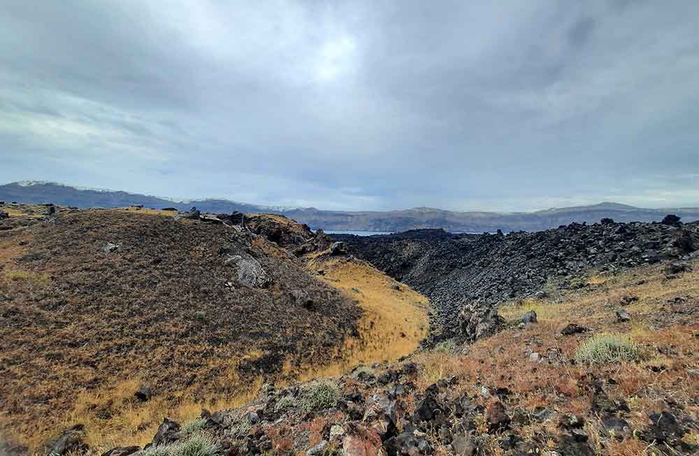 Rugged Landscape at Nea Kameri in a cloudy sky