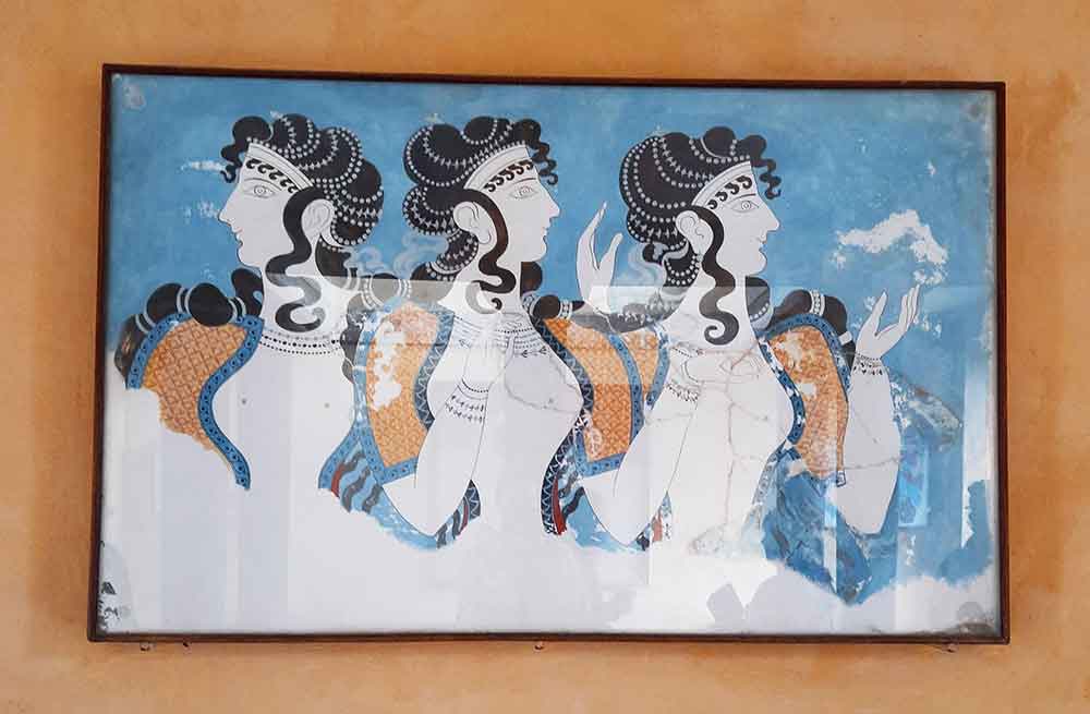 Paintings at Knossos displayed in a wall