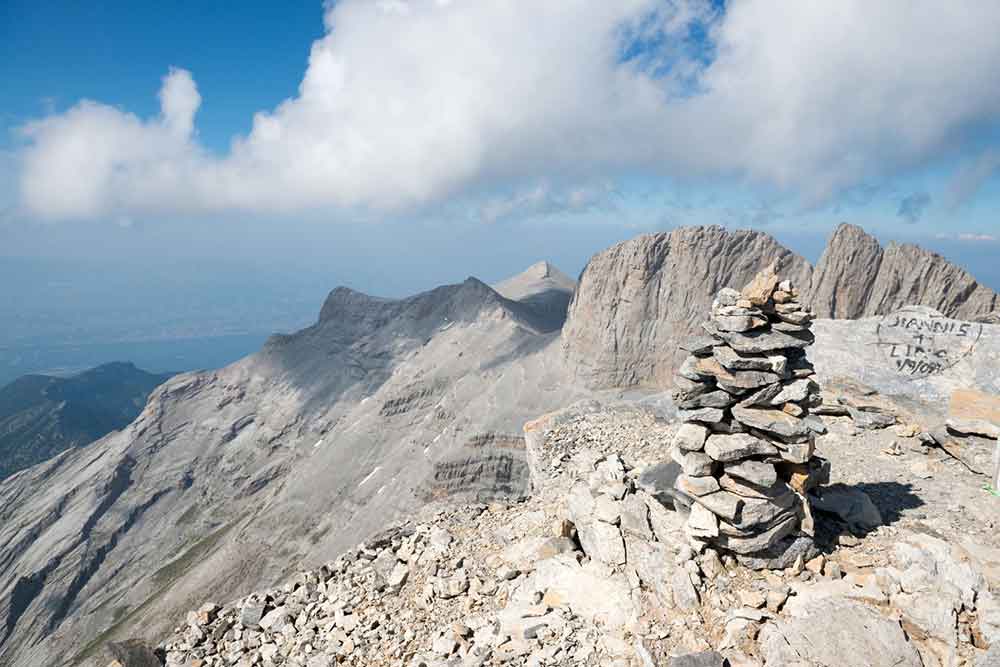 A pile of rocks on the top of mount olympus