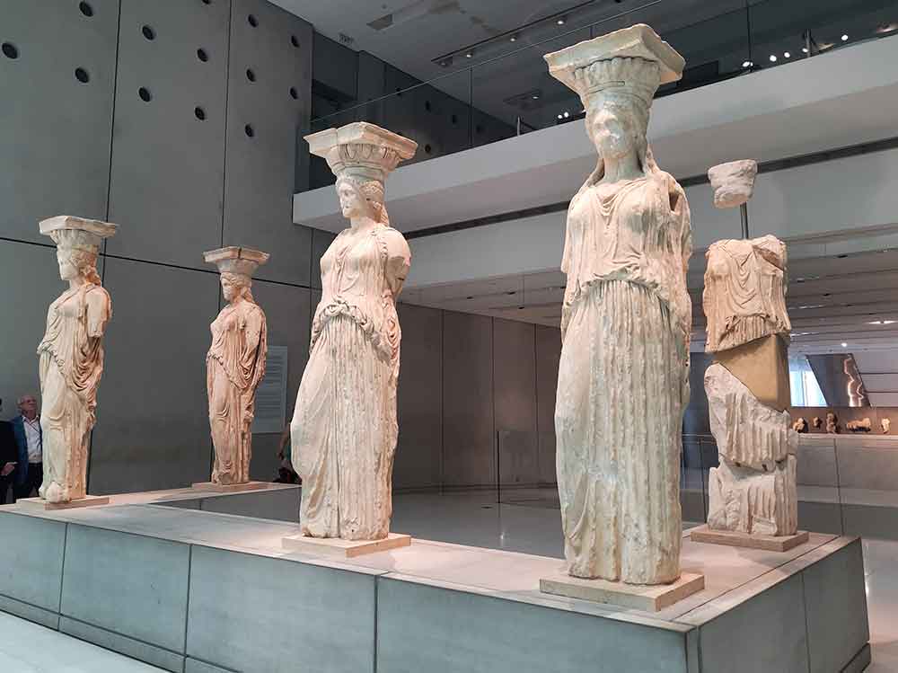 Tour the Acropolis Without the Crowds: Pristine Parthenon Early Morning Acropolis Tour, Athens 12 The Original Caryatids stands inside the acropolis museum