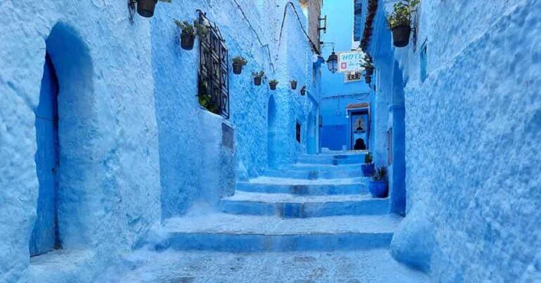 The blue city of Chefchaouen in Morocco. This is the featured image for an article about Which Is the Most Beautiful City in Morocco? 14 Beautiful Cities in Morocco to Visit