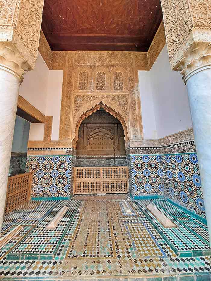 Intricate columns of the Saddian Tombs