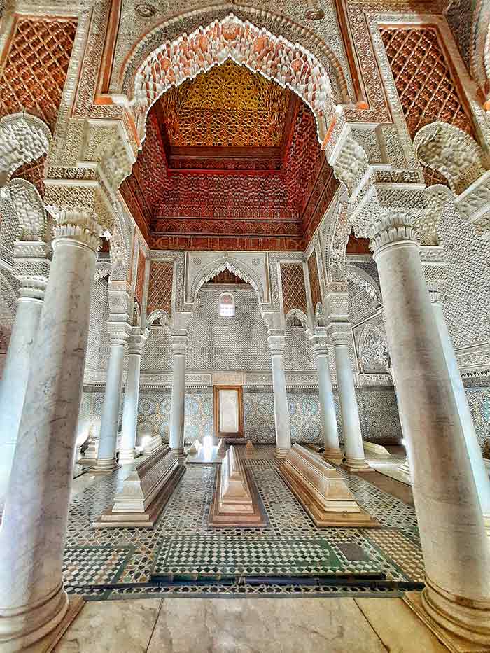 Intricate columns of the Saddian Tombs