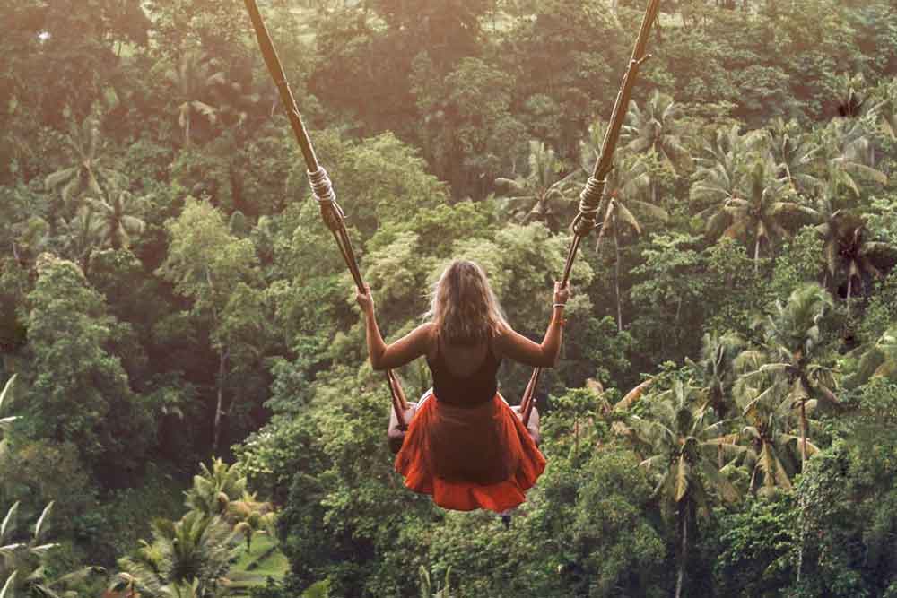 Swinging over the jungle in Bali