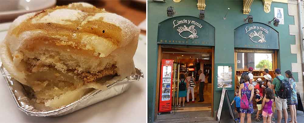 Is Segovia Worth Visiting? How to Visit Segovia From Madrid in a Day 8 Ponche Segoviano (left) - a sweet cake with a fillings inside; Limon y Mente Cafe (right) - one of the best cafes in Segovia