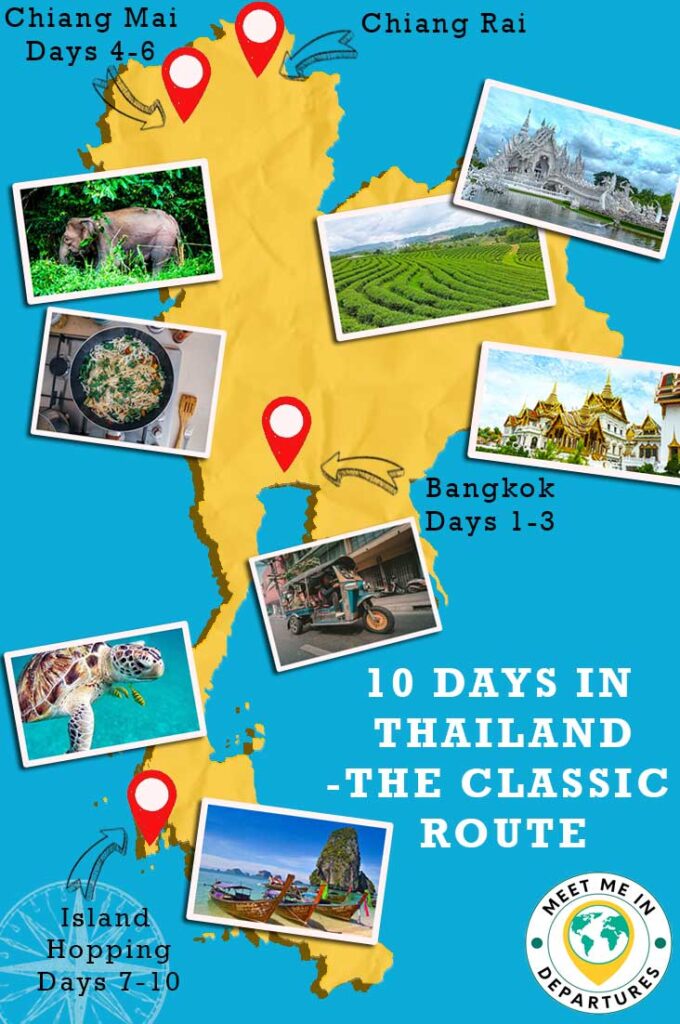10-day Itinerary in Thailand featuring a classic route with maps and images