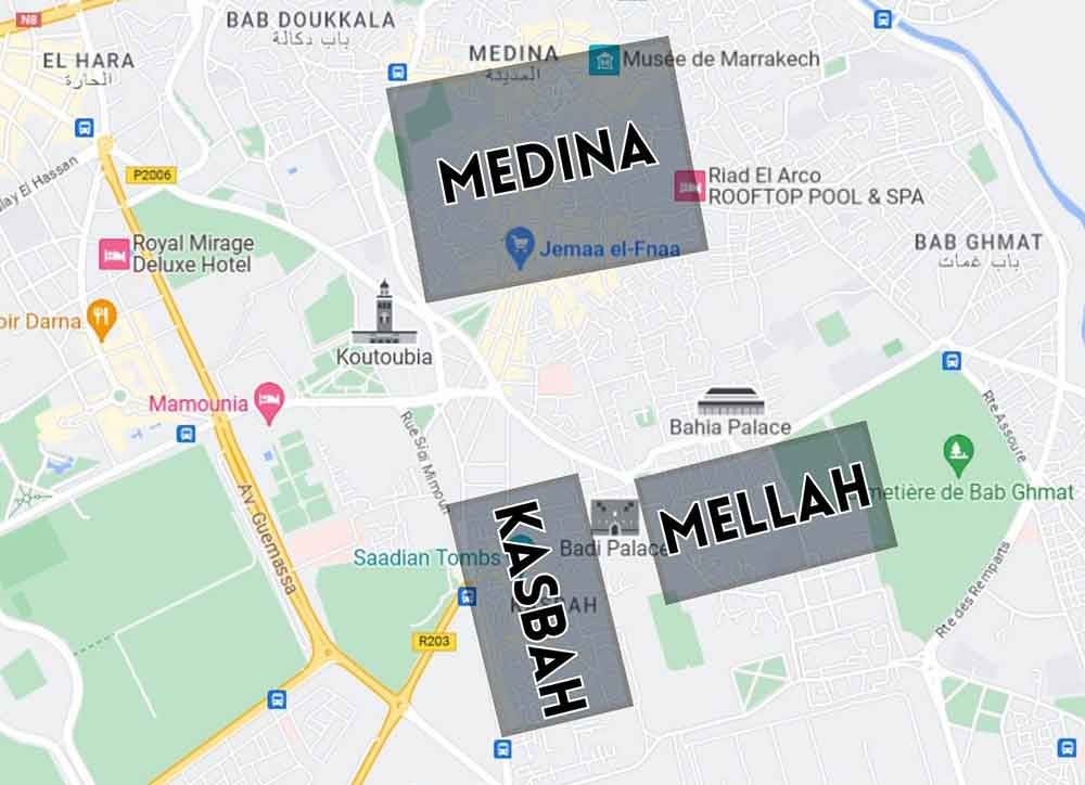 Where to stay in Marrakech Map (Credit: Google Maps) 12 Best Cheap Riads in Marrakech Morocco 4