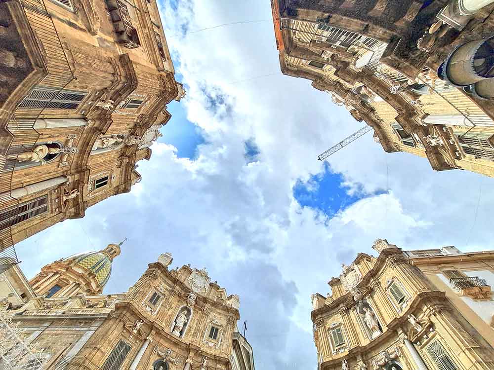 Looking up at Quattro Canti, Palermo