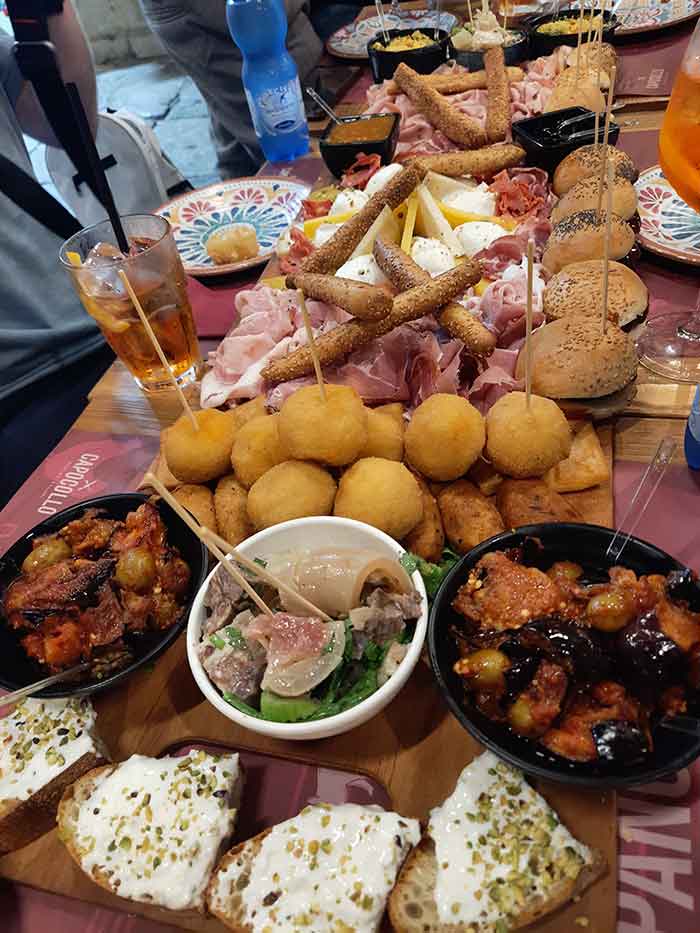 A giant platter of Sicilian street food.