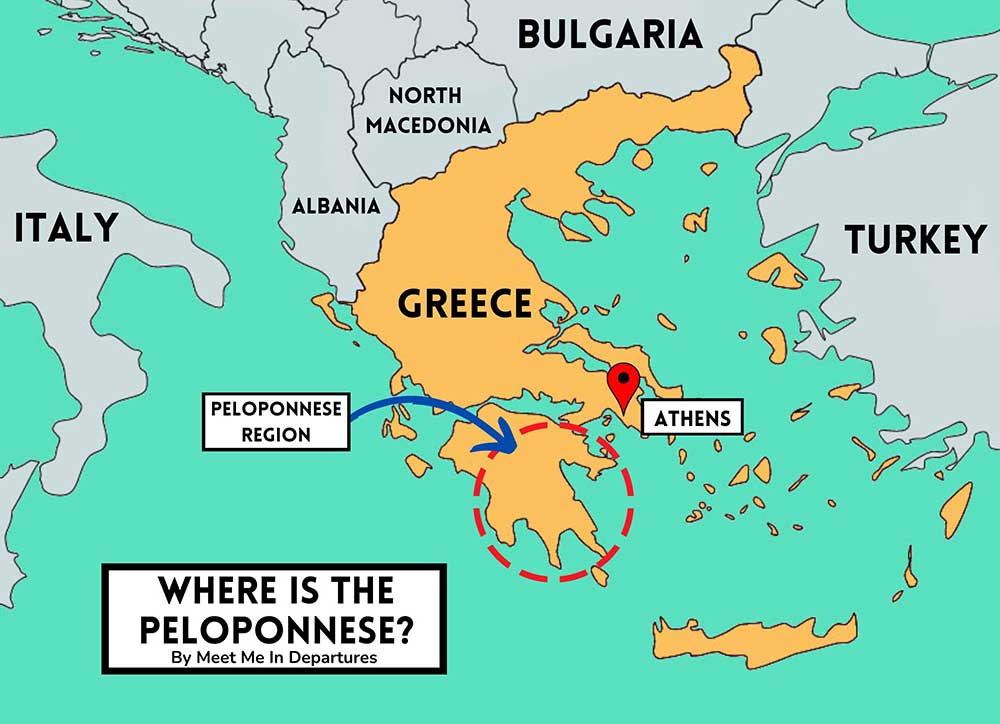 Is Peloponnese Worth Visiting? 15 Reasons to Visit the Peloponnese Region, Greece 2 Location map showing where Peloponnese is in Greece.
