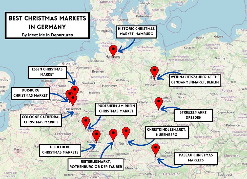 Best Christmas Markets in Germany Map