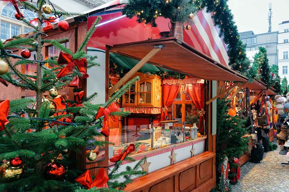 Food stalls at a christmas market