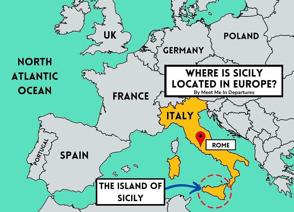 a map showing the location of sicily in europe.