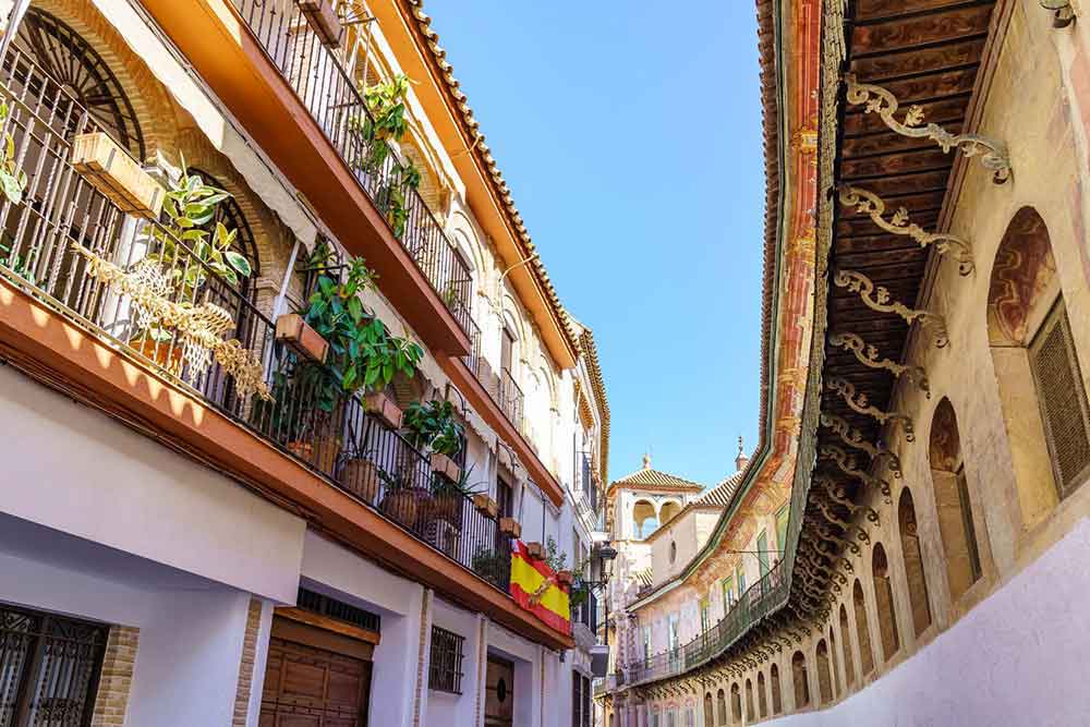 Streets in Ecija old town with balconies. 