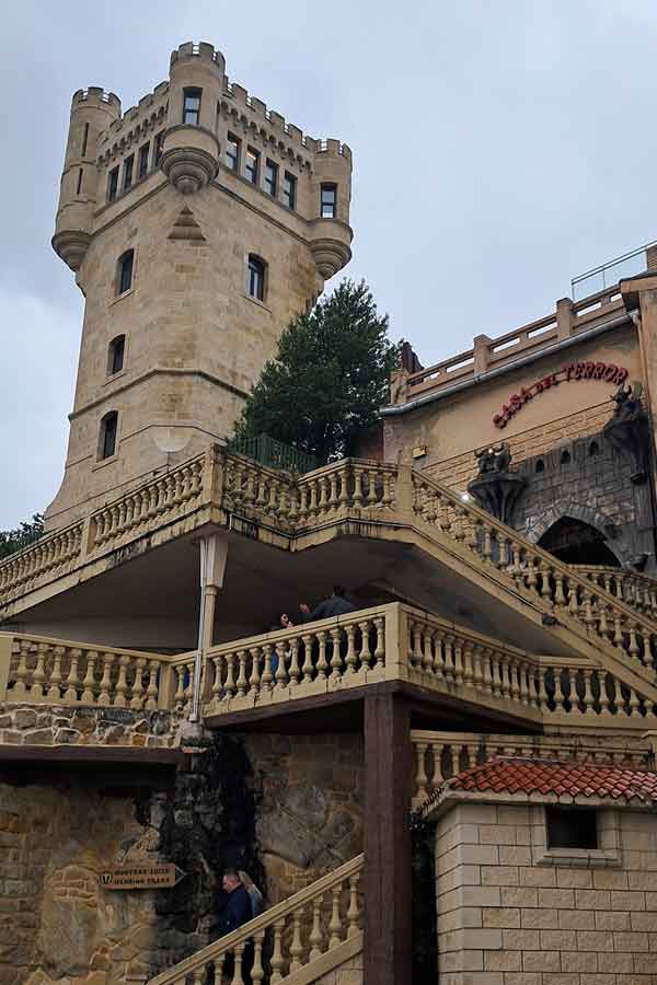 The look out tower at Monte Igueldo, San Sebastian on a cloudy summer day.