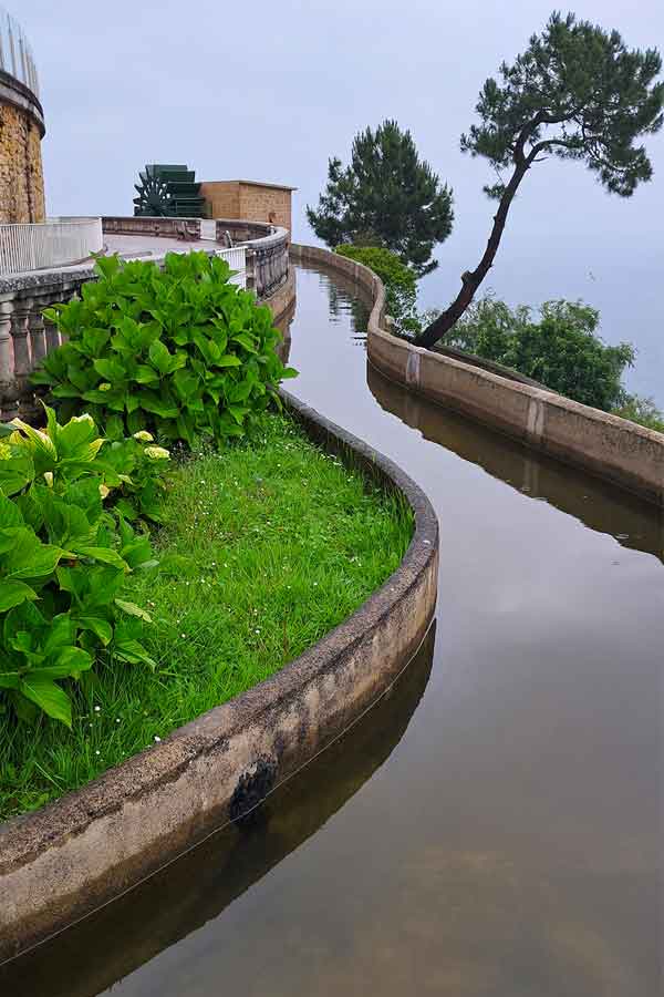 The log flume at Monte Igueldo in San Sebastian on a cloudy summer day.