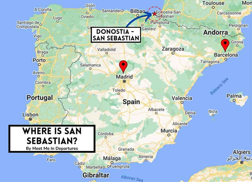 A map showing where San Sebastian is located in Sapin.