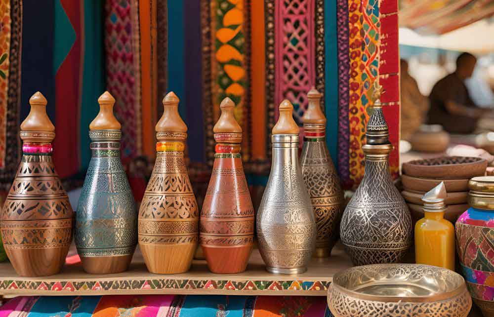 Decorative wooden bottles of kohl eyeliner.