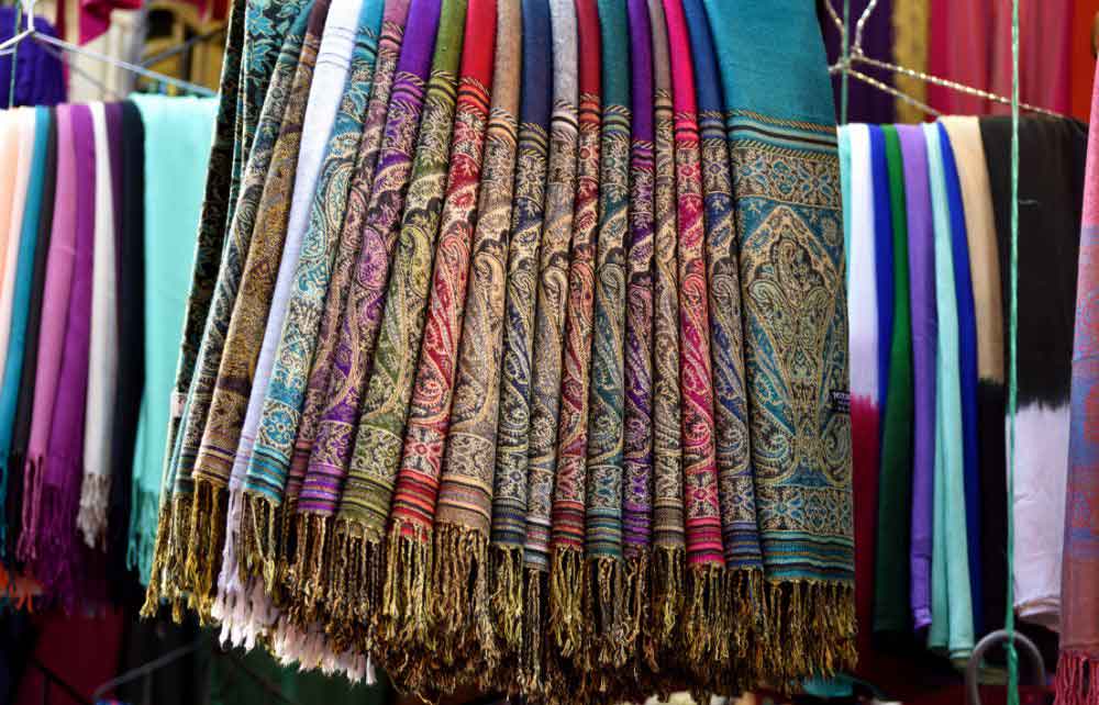 Scarves with decorative patterns in Morocco.