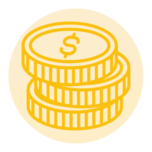 A yellow icon of a pile of 3 gold coins.