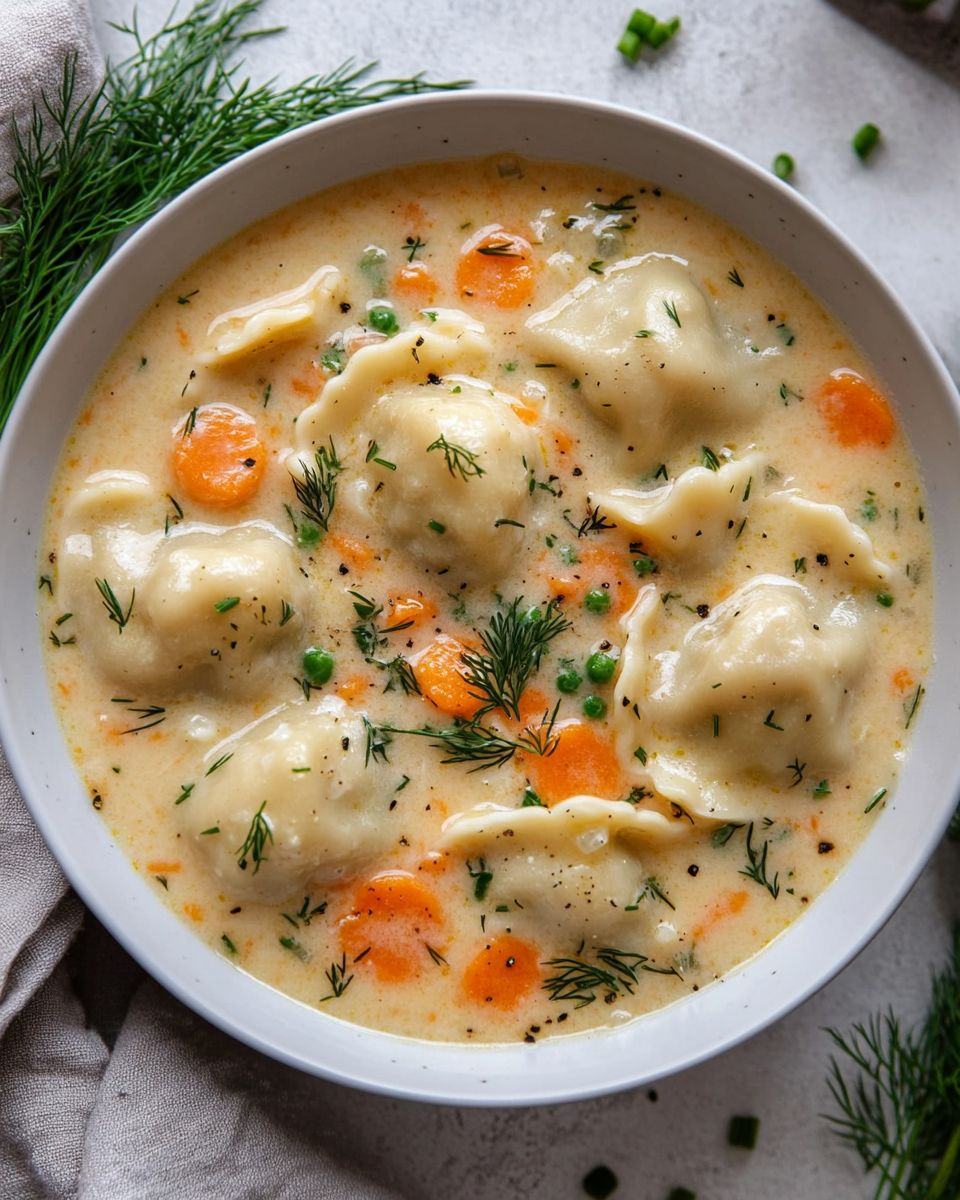 Creamy Dill Pierogi Soup