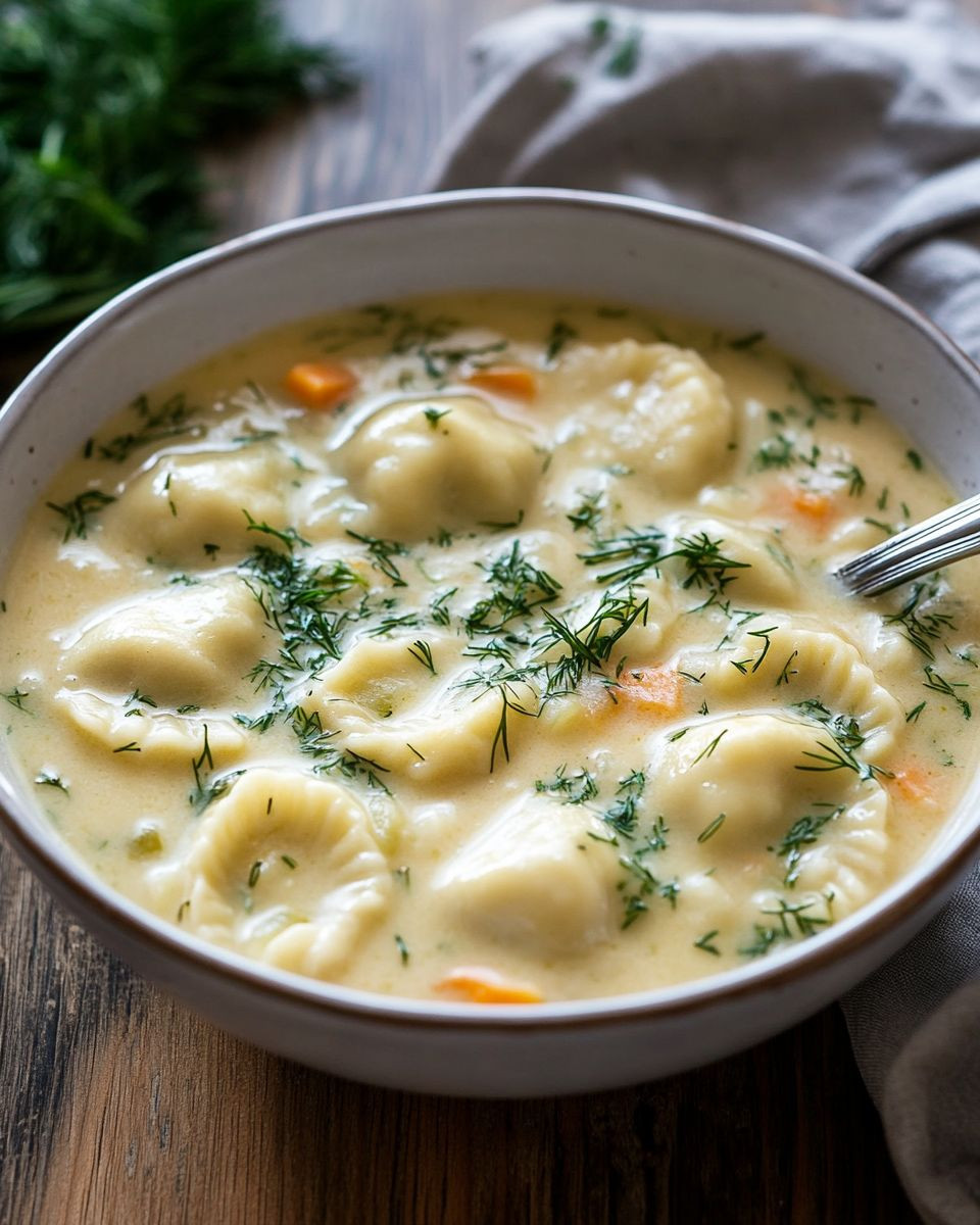 Creamy Dill Pierogi Soup