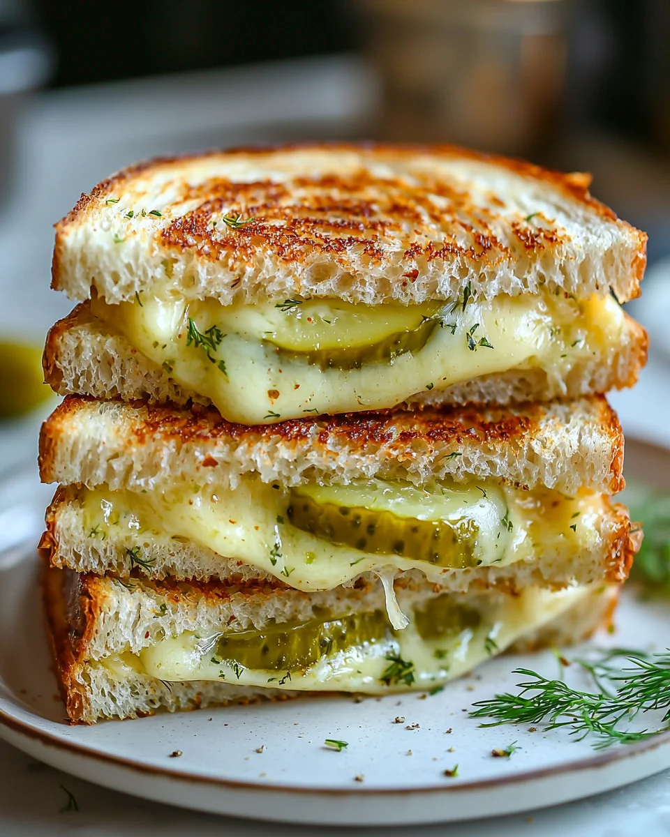 Mouthwatering Crispy Dill Pickle Grilled Cheese Sandwich