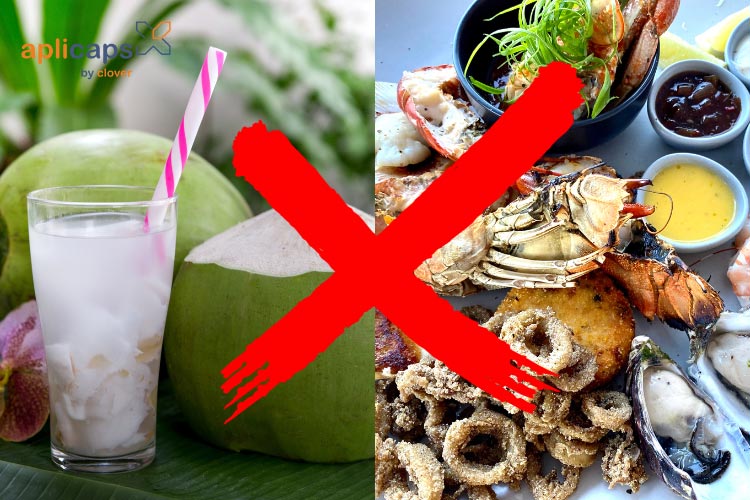 khong-nen-uong-nuoc-dua-cung-hai-san