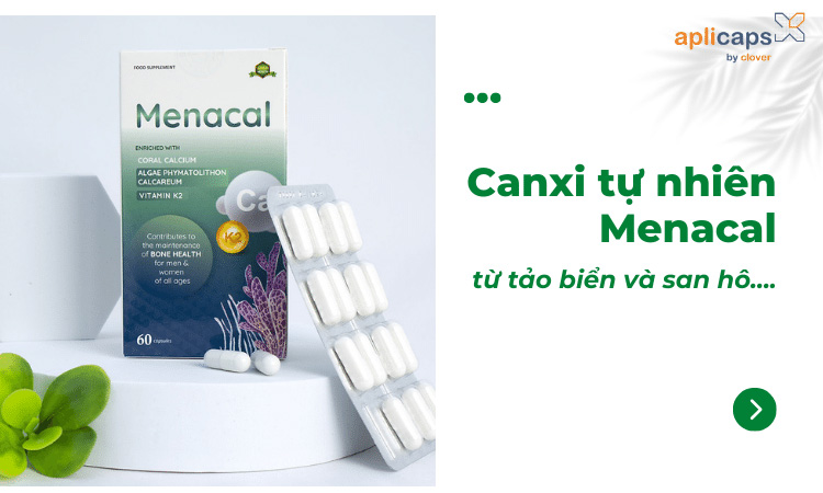 Canxi tự nhiên Aplicaps Menacal với nguồn canxi phong phú từ tảo đỏ và san hô