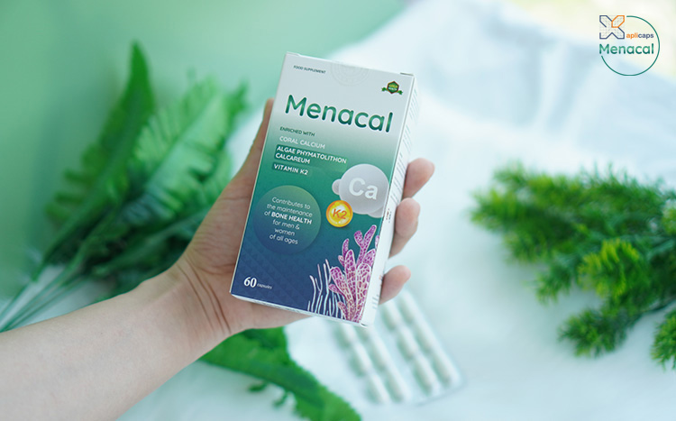 Aplicaps Menacal bổ sung canxi cùng vitamin D3, K2, magie, selen, kẽm