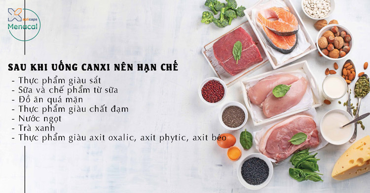 Một số loại thực phẩm không nên ăn sau khi uống canxi