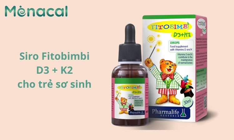 Siro Fitobimbi D3 + K2 cung cấp vitamin D3 và K2 hỗ trợ hấp thu tối ưu canxi.