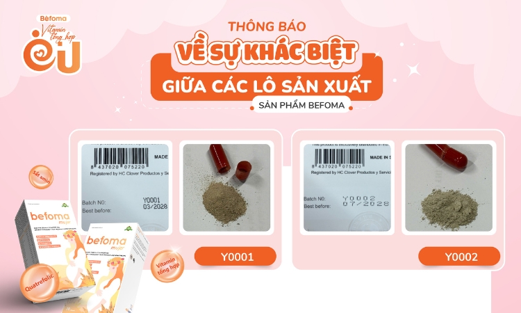 Thông báo về sự khác biệt giữa các lô sản xuất