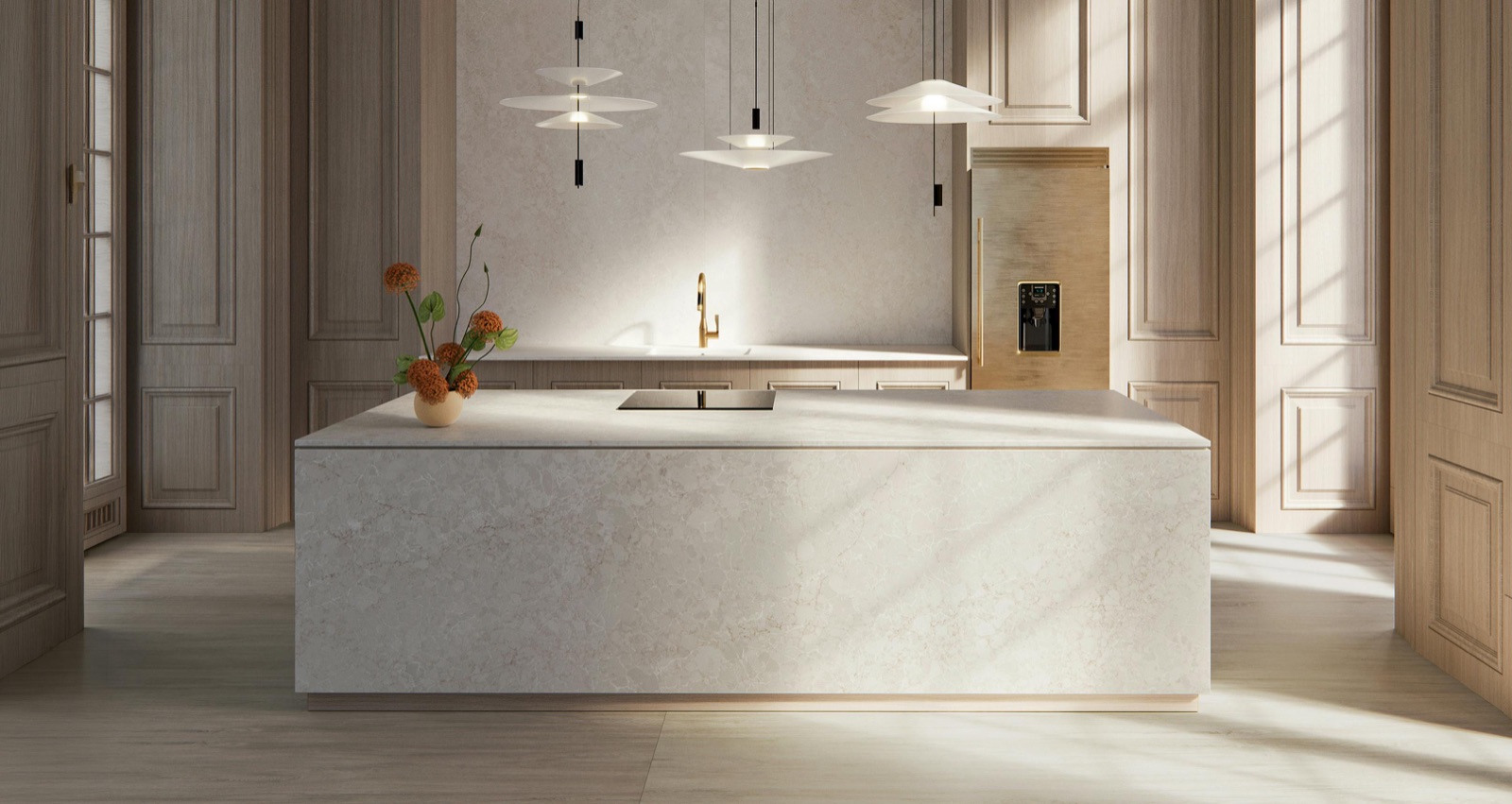 Encimera Ēclos Lumer de la colección Eclectic Veins en una cocina