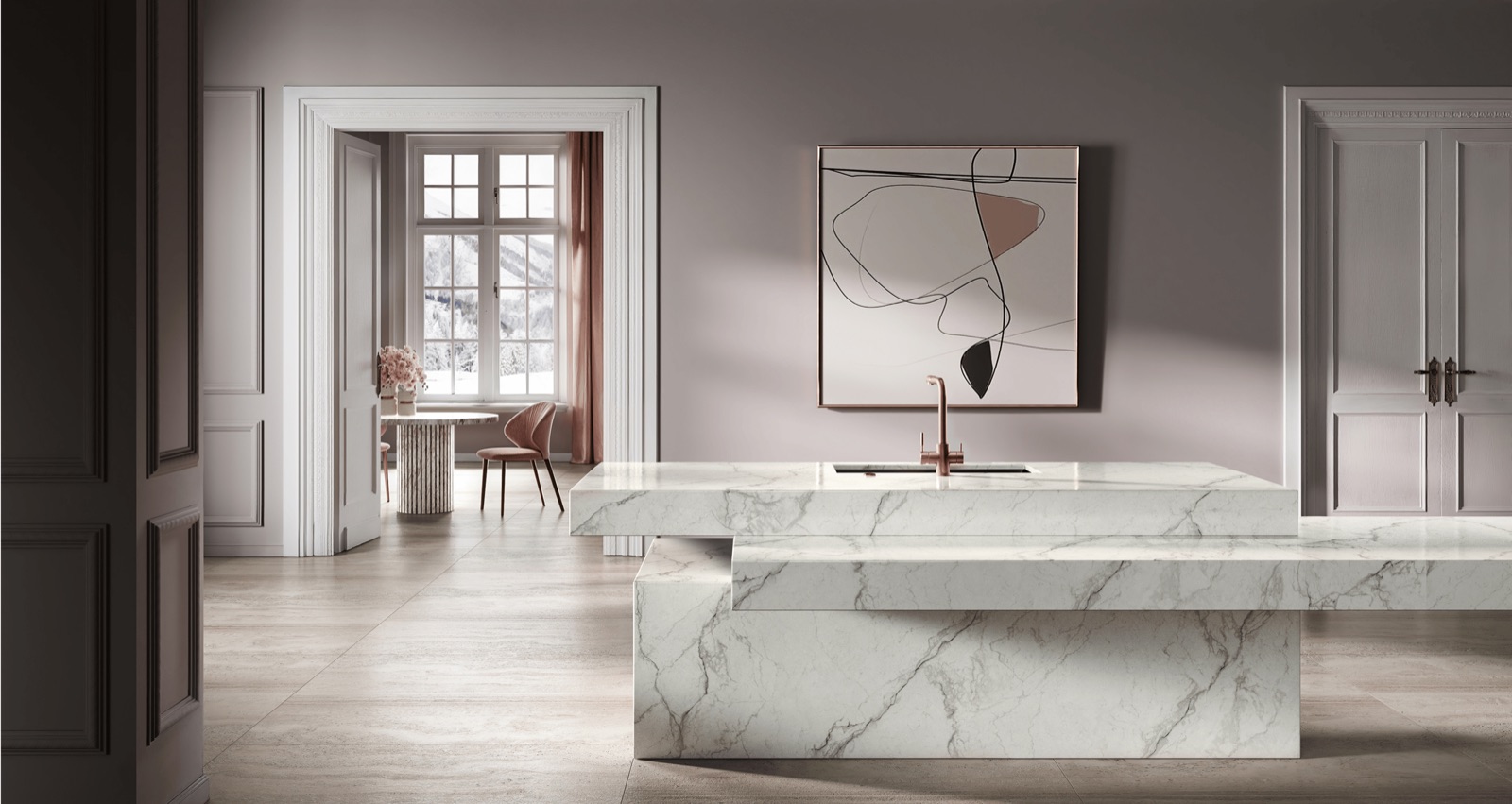 Encimera Ēclos Wondr de la colección Eclectic Veins en una cocina