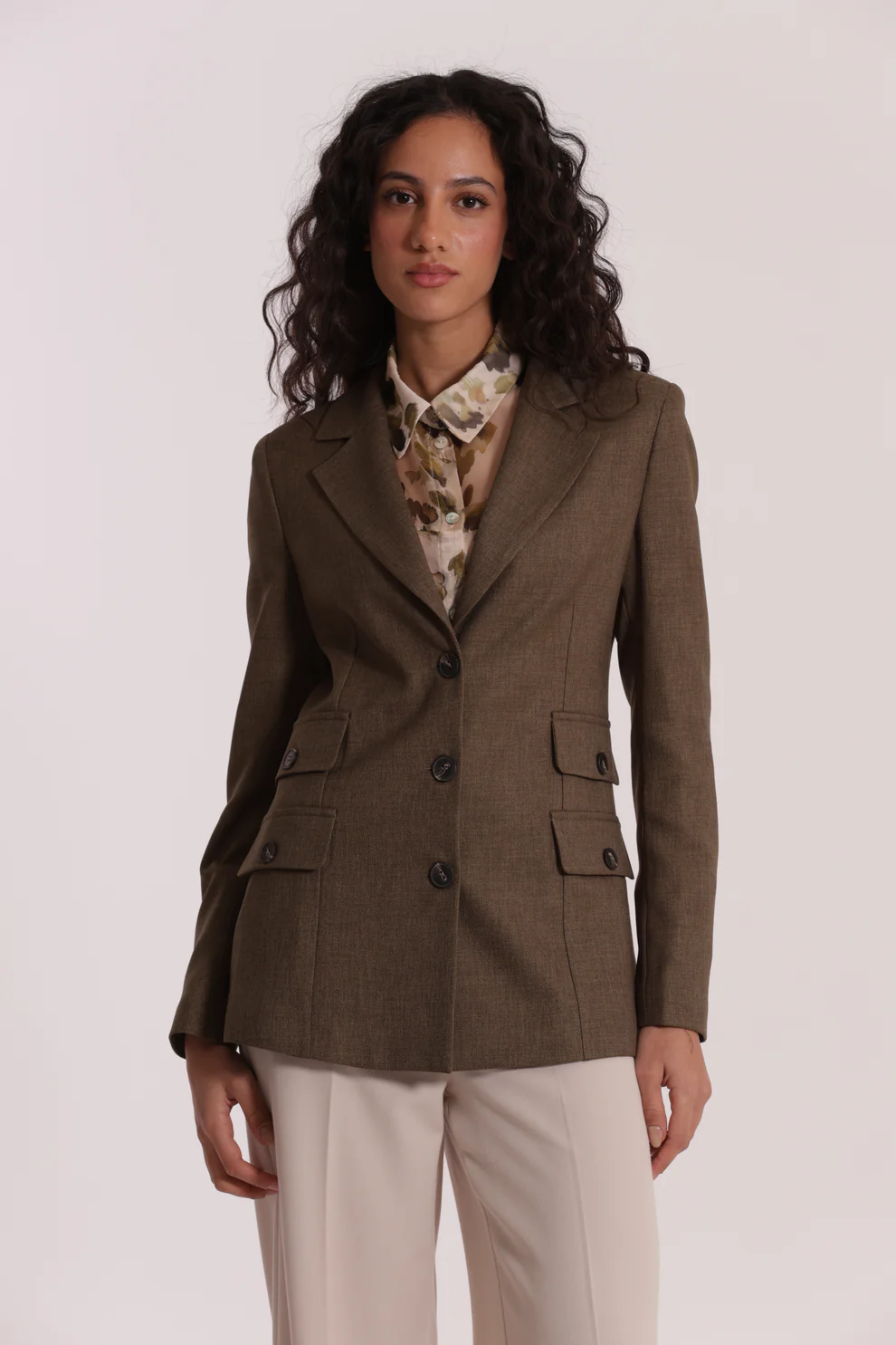 CHAQUETA LARGA DE CUATRO BOLSILLOS EN TEJIDO FLAMEADO - Imagen 3