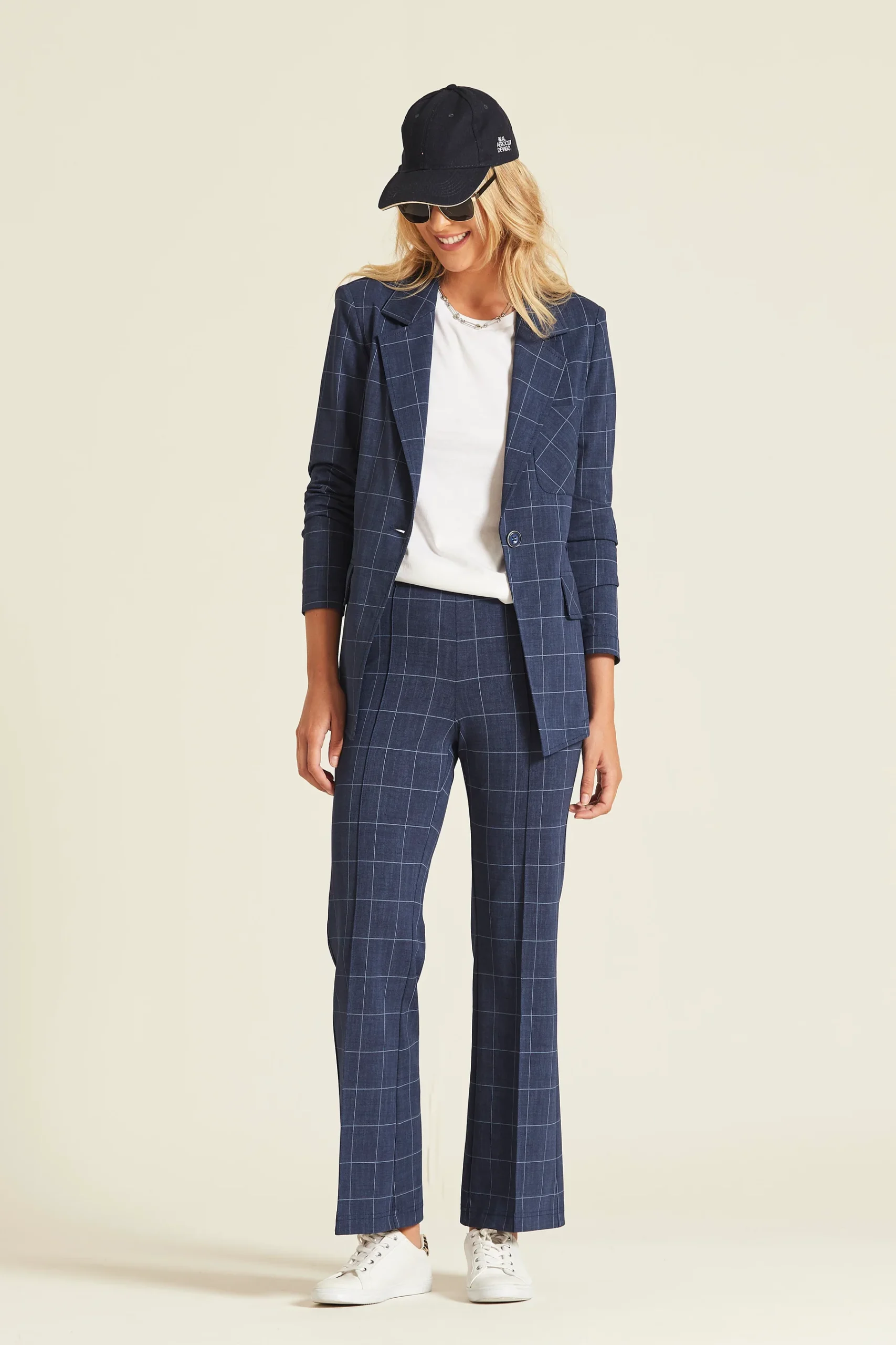 PANTALÓN HOLLIE PUNTO ROMA CUADROS