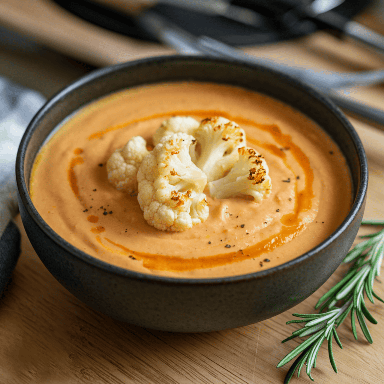 “Cheesy” Roasted Cauliflower Soup (Vegan & Dairy-Free)