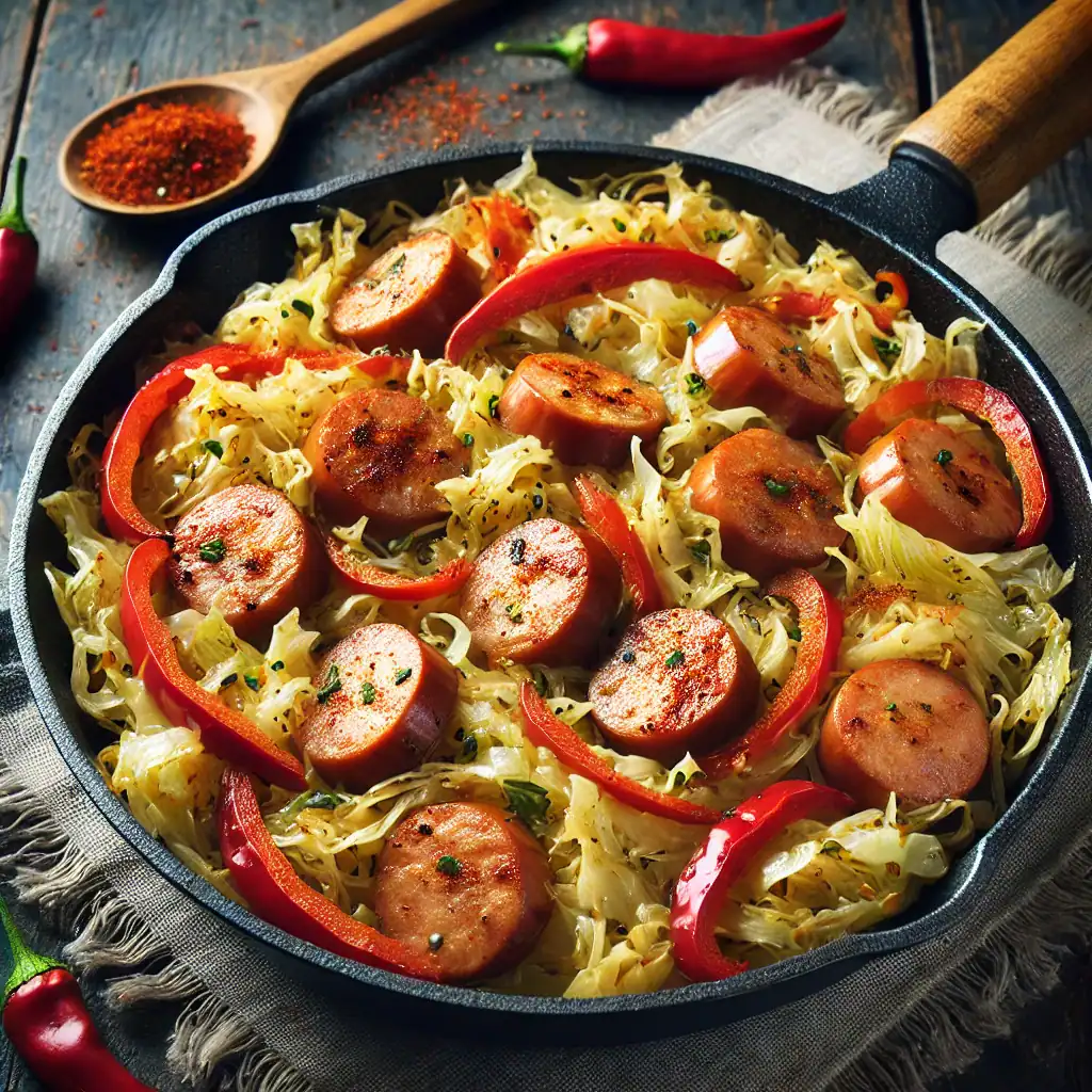 Keto sausage and cabbage skillet meal